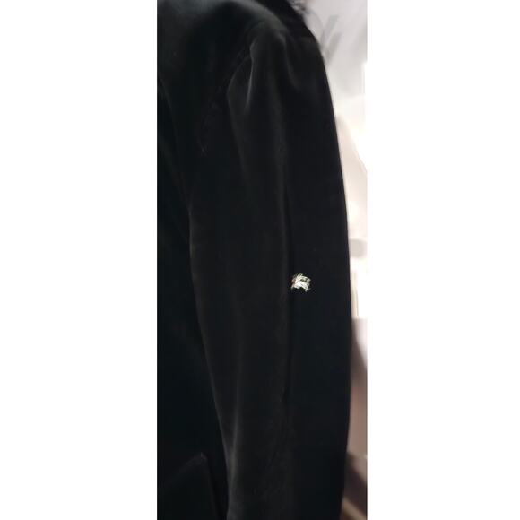 BURBERRY BLACK LABEL Velvet Napoleon Pea Coat Silver Button Men's - Picture 15 of 16